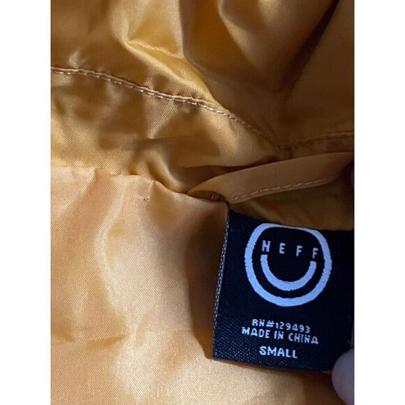 Neff Rose Checkerboard Jacket Size Small Mustard Yellow Collar Full Button - Picture 3 of 5